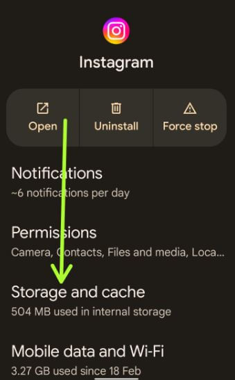 Storage and cache settings on Android 12
