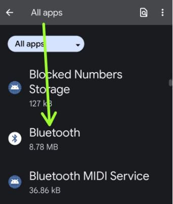 Clear cache for Bluetooth app on Pixels