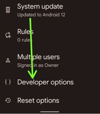 Google Pixel developer options settings