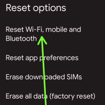 Reset Wi-Fi, mobile and Bluetooth on Google Pixel 4a
