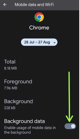 Turn off background data usage for specific app on Pixel 5a 5G