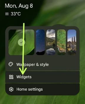 Add widgets to Google Pixel 6 Home Screen