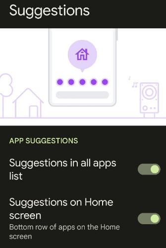 Enable App Suggestions on Android 11