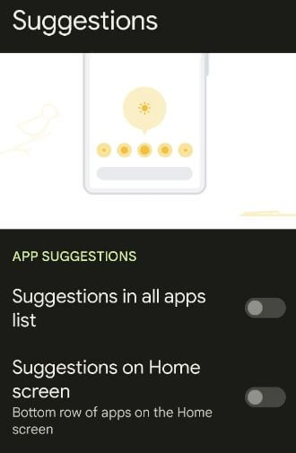 Enable or Disable App Suggestions on Android Home Screen