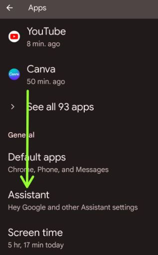 Google Assistant Settings to turn off hey Google in Pixels