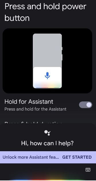 Launch the Google Assistant using Power Button on Pixel 6 Pro