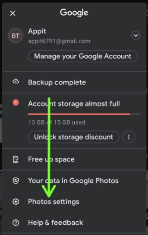 How to Back Up Photos on Google using Photos Settings