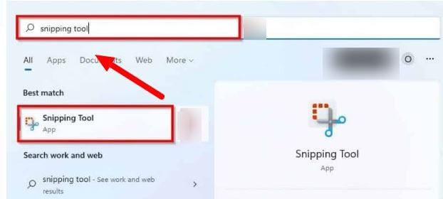 Open Snipping Tool in Windows 11