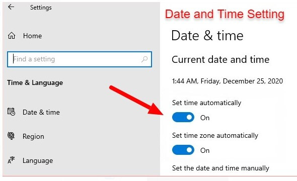 Set Date and Time Settings to Fix Microsoft Store App Stuck on Starting Download