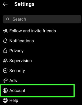 Account Settings on Instagram Android