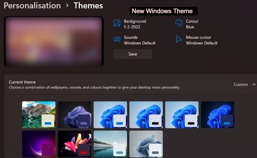 Change Background for PC by selecting New Windows Theme