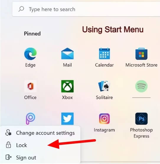 How to Lock Windows 11 Screen using Start Menu