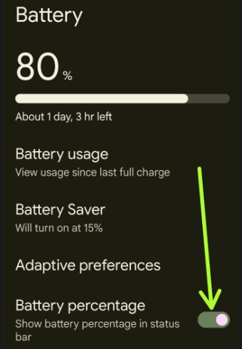 Pixel Tips and Tricks for Show or Hide Battery Percentage on Pixel 7 Pro