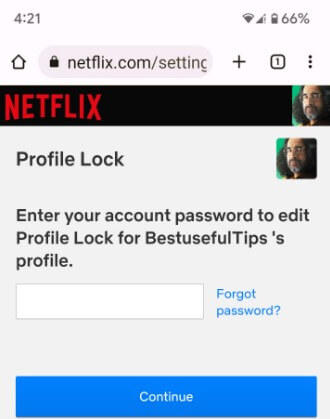 Set Netflix PIN using your phone