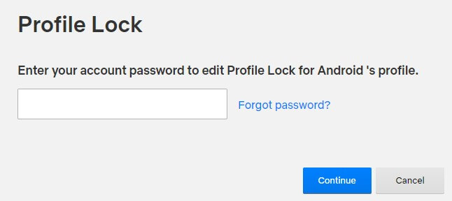 Set Netflix profile password using PC