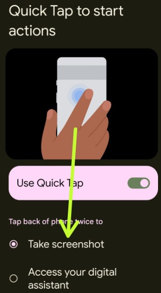 Take Pixel 7 and Pixel 7 Pro Screenshot using Quick Tap Gesture