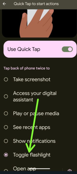 Turn On or Turn Off the Flashlight using Double Tap Gesture Best Pixel 7 tips and tricks
