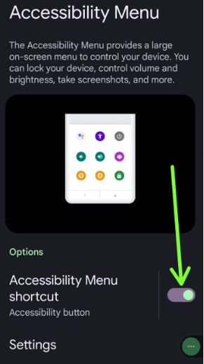 Turn on Accessibility Menu to Power Off Pixel 7 Pro without Power button