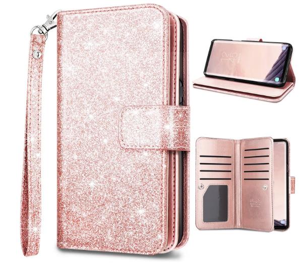 Fingic Glitter Wallet Case for Galaxy S9+