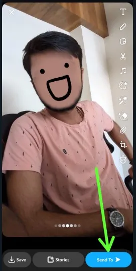 Send a cartoon face lens to your friend on Snapchat Android