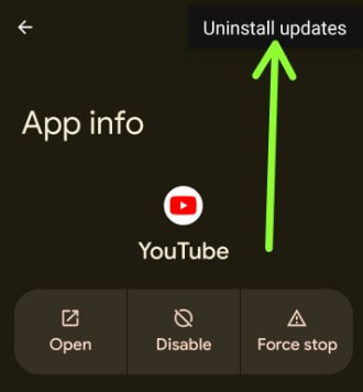 Uninstall YouTube Updates