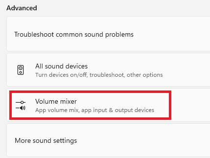 Windows 11 Volume Mixer Settings
