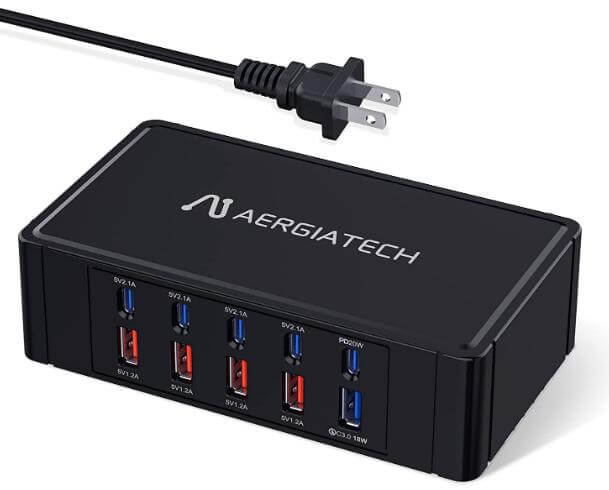 Aergiatech USB-C Charging Hub 10 PowerPort for Samsung Tab A