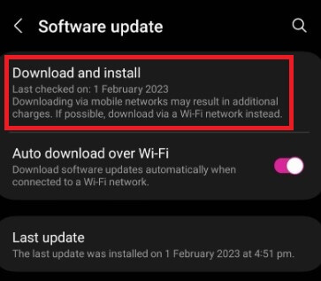Check for Software Update in Samsung Galaxy S23 Series