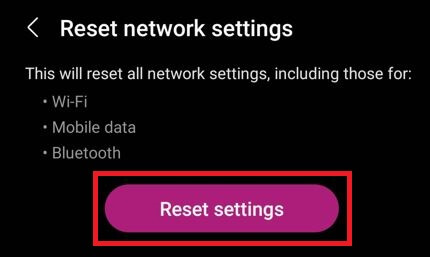 Reset Samsung S23 Network Settings