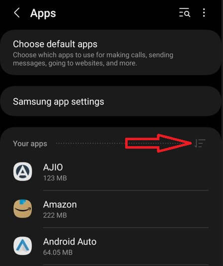 Samsung Apps Settings