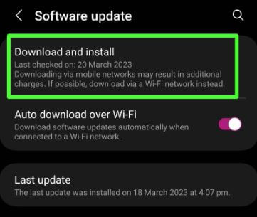 Check System Software Update on your Samsung S23