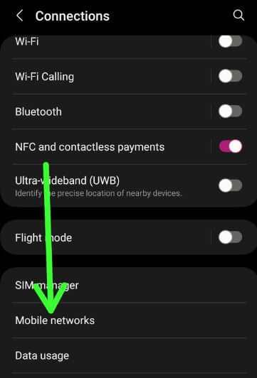 Mobile networks settings on your Samsung phone