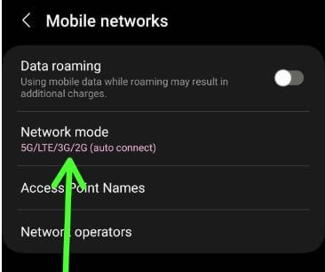 Network Mode Settings on Samsung Phone and Tablet