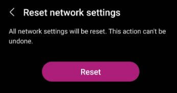 Reset network settings to Fix Not Registered on Network Error on Samsung