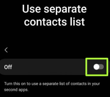 Use Separate Contact in Dual App Samsung