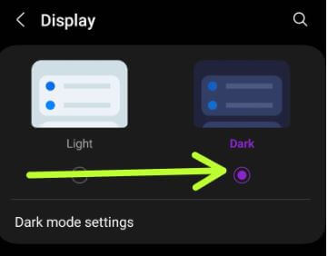 Enable Dark Mode to Improve battery life Samsung S23
