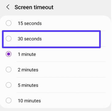 Set Screen Timeout to Improve Samsung S23 Battery Life
