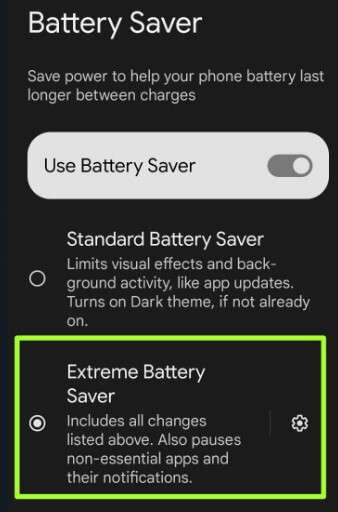 Enable Extreme battery saver to increase battery life on Google Pixel 6 Pro and Pixel 6