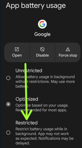 Restrict Battery Usage for Google App on your Pixel 7 Pro
