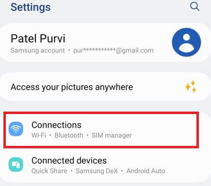 Go to Connection settings to change Samsung Network Mode