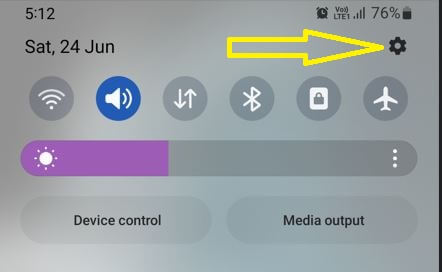 Tap Settings gear icon to view Samsung Connection Settings