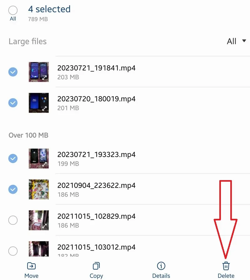 Delete Larger Files to Free Up Storage on Samsung Z Fold 5, Z Fold 4, Z Fold 3