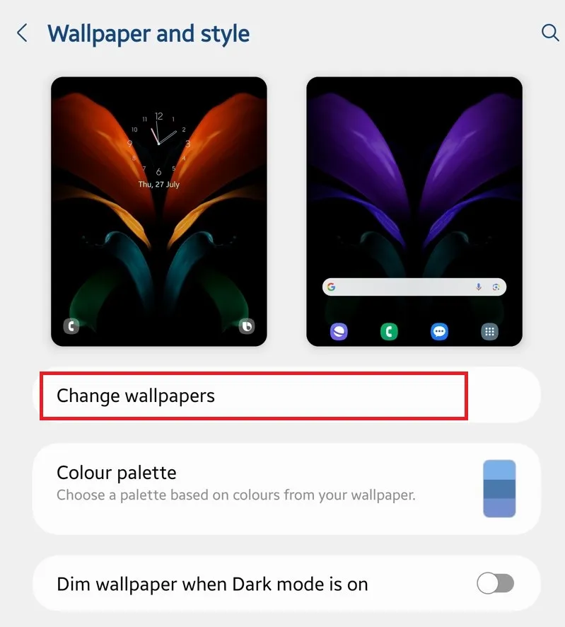 Set wallpaper on your Samsung Galaxy Z Fold 5 and Fold 4
