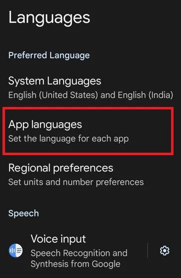 App Language on Android 14