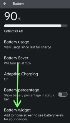 Add Battery Widget to home screen on Pixel 8 Pro