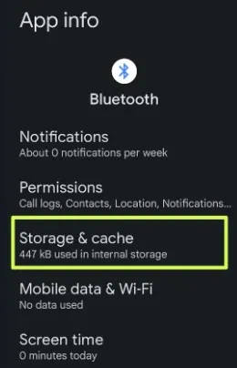 Bluetooth Storage and cache settings on your Pixel 8