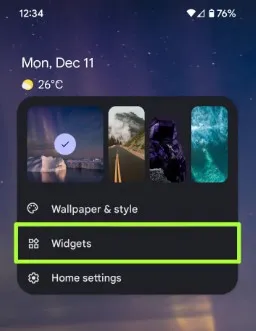 Tap the Widgets to your Android Home Screen