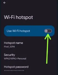 Toggle on Use WiFi Hotspot on Android devices