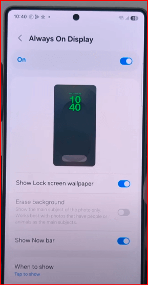 Enable Always On Display on Samsung S25 Ultra